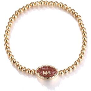 Football Game Day Bracelets Women Beaded Copper Stretch Fan Accessories